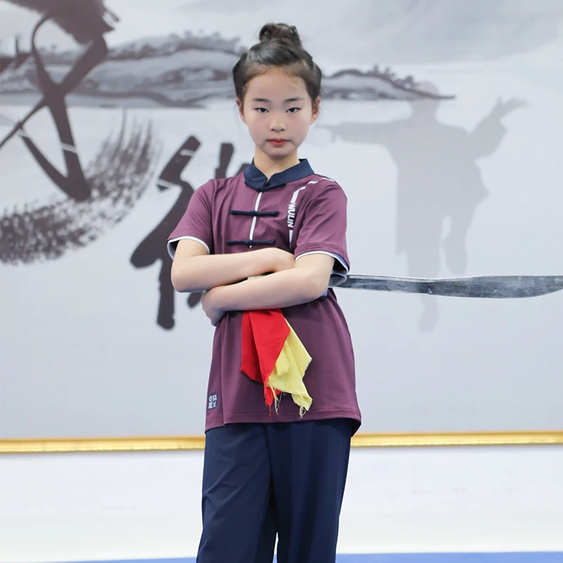 

Летняя одежда с коротким рукавом Wulin Alliance Leader, летняя одежда для тренировок по боевым искусствам для мальчиков и девочек, многоцветная дышащая