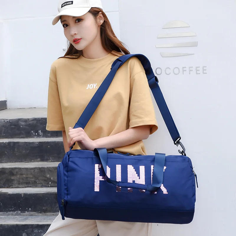 2022 Pink Female Gym Fitness Bags Women'S Trend Travel Yoga Sneaker Waterproof Shoulder Handbag Swimming Outdoors Sports Bags