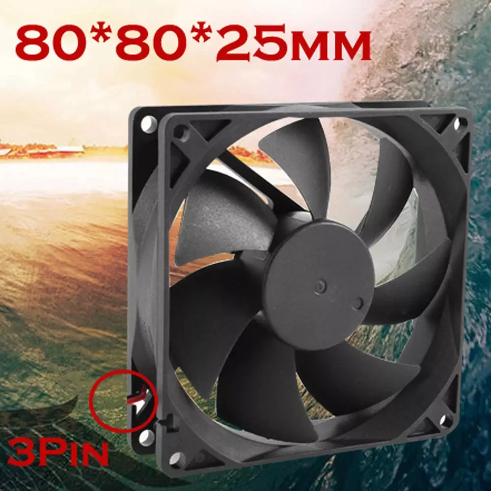

80mm Case Fan 3-Pin Molex Connector Quiet 80x80x25mm 12V Computer/PC/CPU Silent Cooling Case Fan for Computer Cooler J10