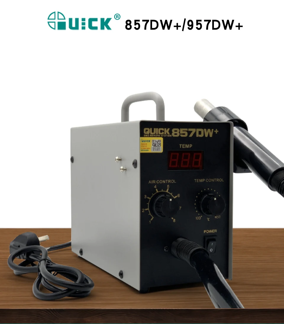 Фото Станция для пайки горячим воздухом QUICK 857DW + Станция для быстрой пайки, фен, паяльная станция BGA SMD №4