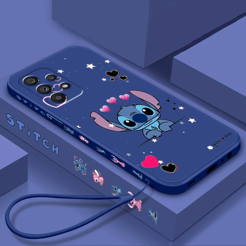 

Lilo & Stitch Cute Disney Liquid Left Rope For Samsung Note 20 10 A54 A31 A14 A03 A22 A34 A04 A24 Ultra Plus 5G Phone Case