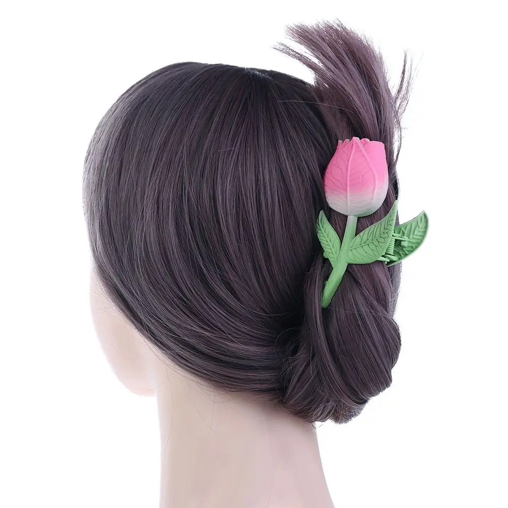 

Sweet Girls Green Shark Clip French Flower Hair Clip Korean Style Grab Clip Female Hair Accessories Tulip Hair Claw