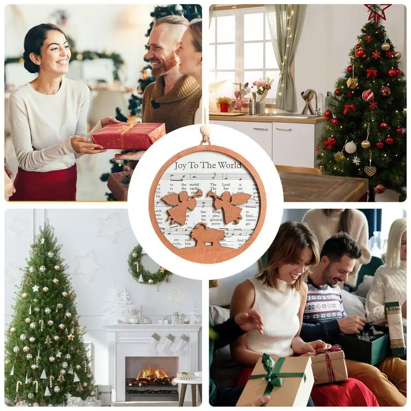 Деревянный рождественский орнамент музыкальный лист деревянные украшения