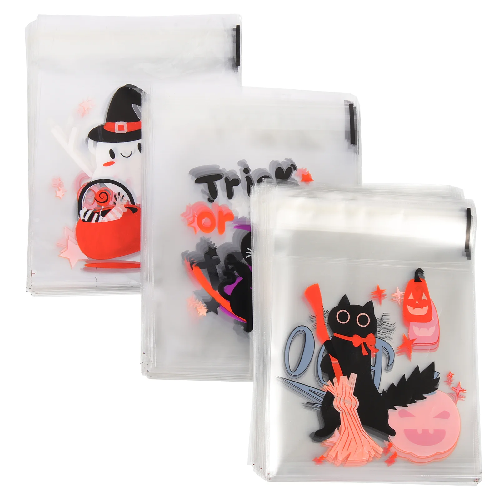 

300 Pcs Halloween Self-adhesive Bag Plastic Cookie Bags Gift Pouch Self-sealing Treat Paper Candy Child Cellophane