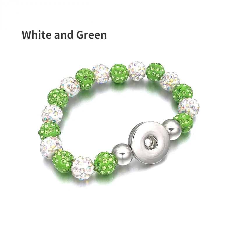Elastic Candy Colors Expandable Stretch Crystal Beads Bracelet 18mm Snap Button Interchangeable Jewelry Bangle Bracelets