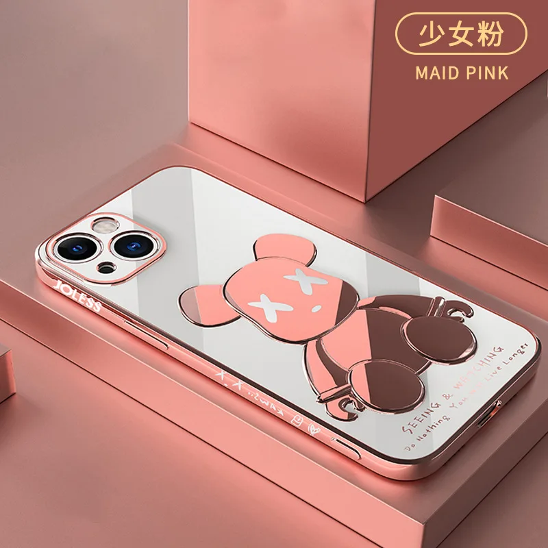 

Electroplating bear suitable for Apple 13 mobile phone case transparent iPhone12promax all-inclusive silicone soft iphone11 case