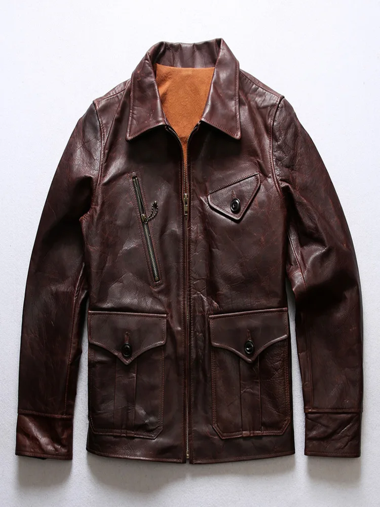 Быстрая доставка мужская куртка большого размера из натуральной кожи высокое