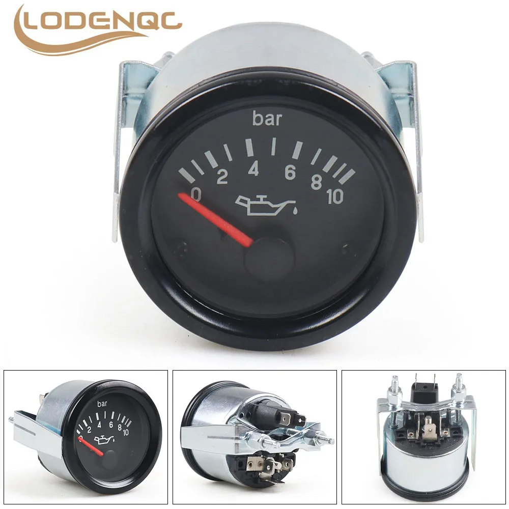 

Lodenqc Car Meter 2" 52mm Car Oil Press Gauge 0-10 Bar Pointer 12V Oil Pressure Press Gauge Yellow Light Without Sensor