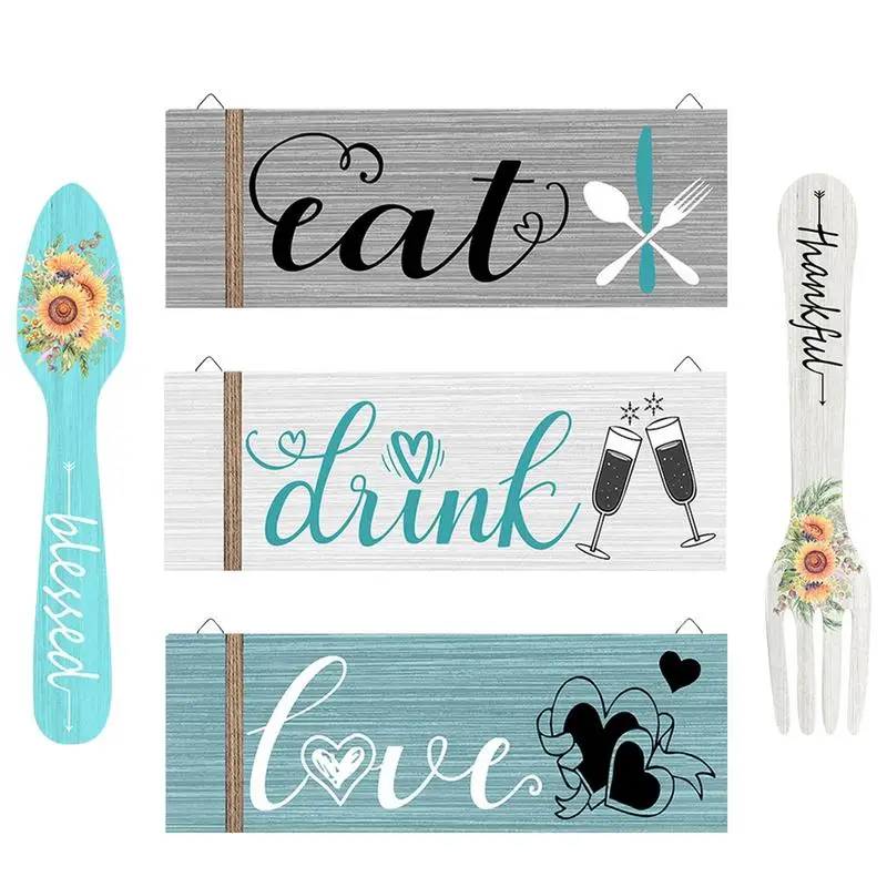 

Sunflower Kitchen Eat Signs Fork And Spoon Wall Cutting Board Sign Set Sunflower Gifts Wall Art Decor Farmhouse Summer Home