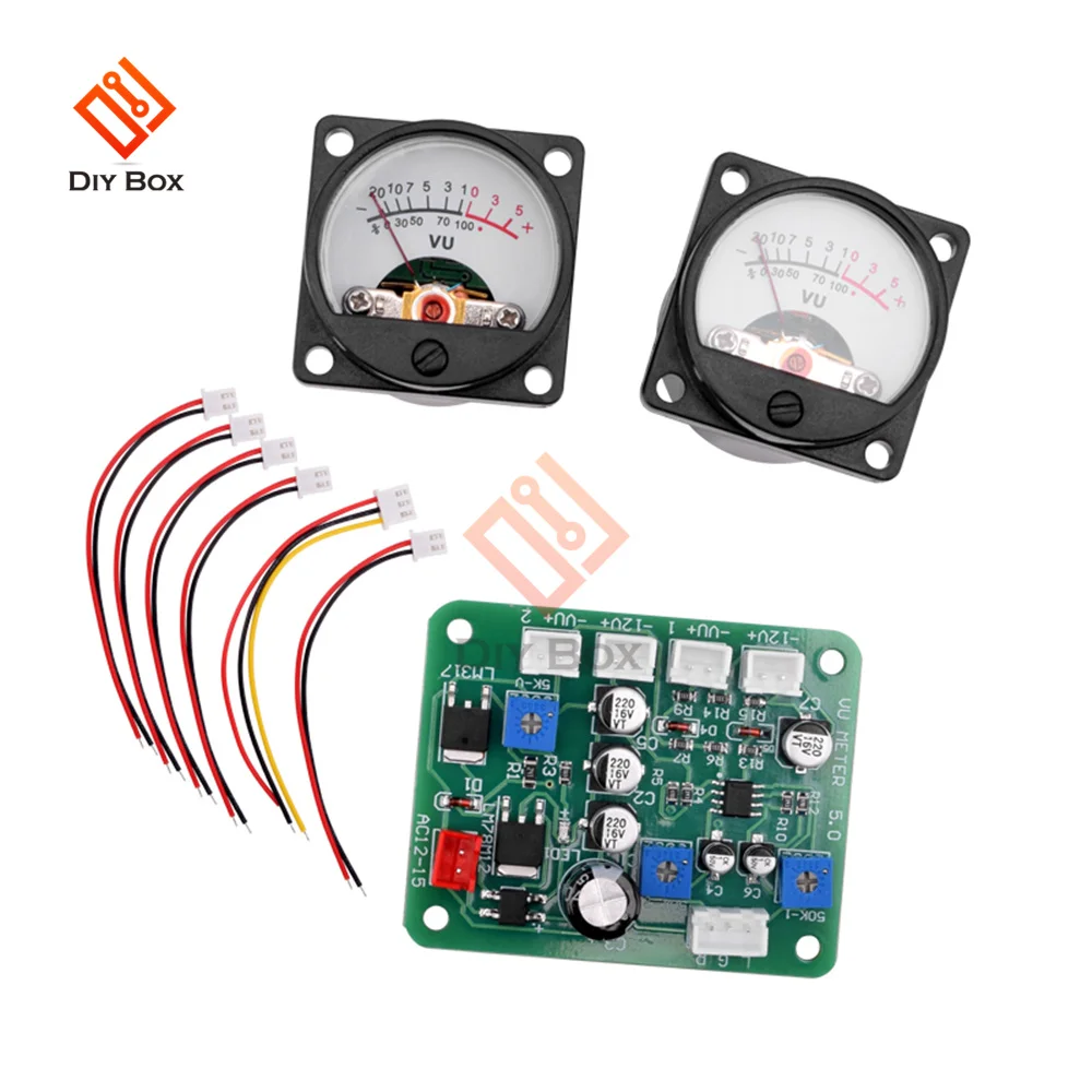 

2 Pcs AC/DC12-15V VU Panel Meter Warm Back Light Recording+Durable Driver Board Module+Cables
