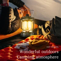 new outdoor led camping light retro hanging lamp lantern rechargeable portable campsite light tent emergency lights waterproof