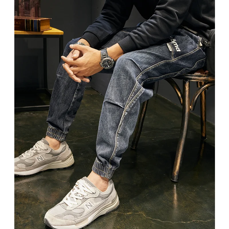 Men Clothing Autumn New Straight Loose Cylinder Jeans Vintage  Elastic Force Comfortable Bluish Grey Large Harun Trousers Female
