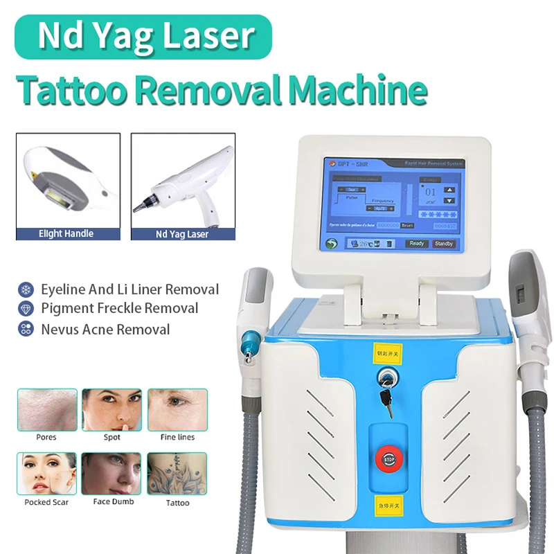 

2022 New Arrival 2 in 1 Professional Beauty SHR Equipment IPL OPT Hair Loss ND Yag Laser Tattoo Removal Picosecond Machine