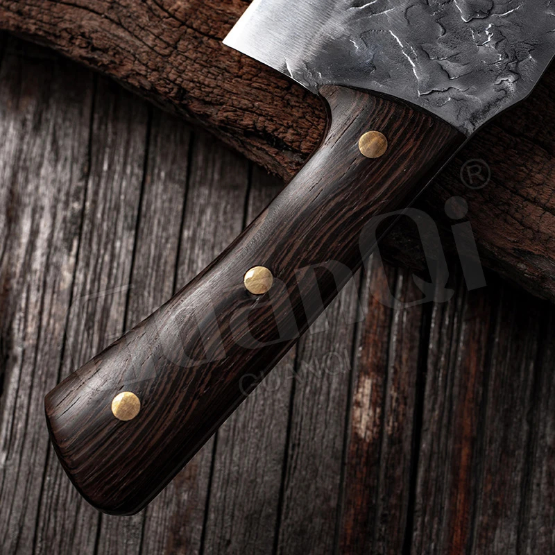 Кованый кухонный нож шеф-повара ручной работы Практичный Нож-Кливер с деревянной