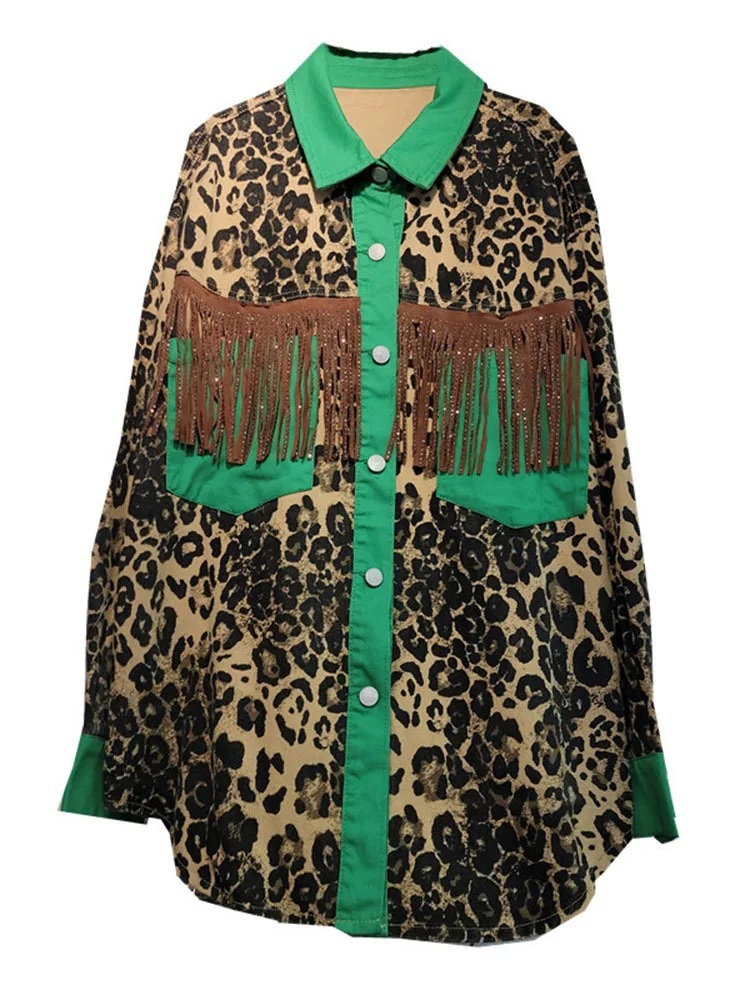 Женская джинсовая рубашка DEAT блузка с длинным рукавом и отложным воротником в