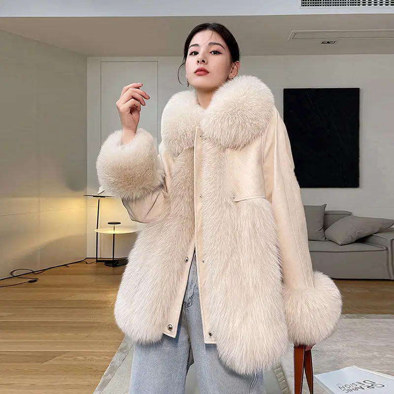 Fake Fur Coat Women's 2022 Winter One Fur Imitation Fox Fur Long Slim Fur Coat Winter Coat Women  Fur Coat Women