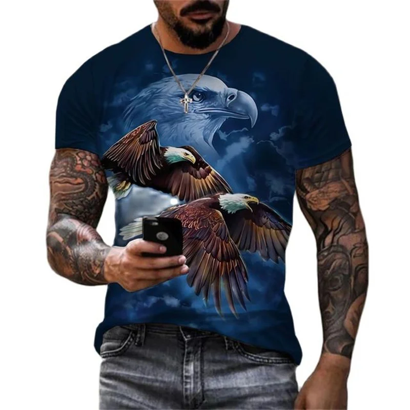 

Soaring Eagle 3D Print Men's T Shirt O Neck Short Sleeve Animal Funny Graphic Streetwear Summer Loose Male Oversized Tops Tees