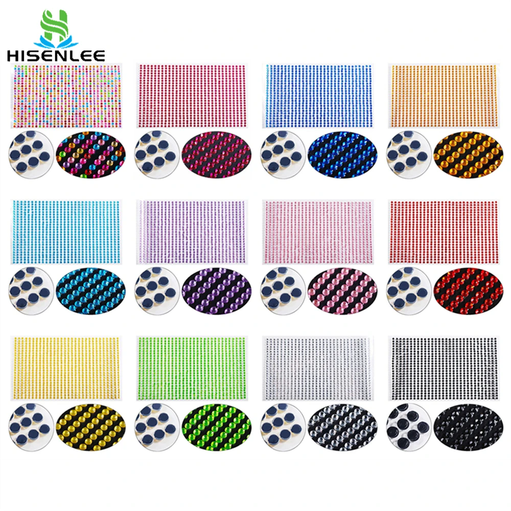 3mm Acrylic Crystal Stickers 750Pcs/sheet Self Adhesive Colorful Flatback Rhinestones For Scrapbook DIY Craft Wall Sticker - купить по