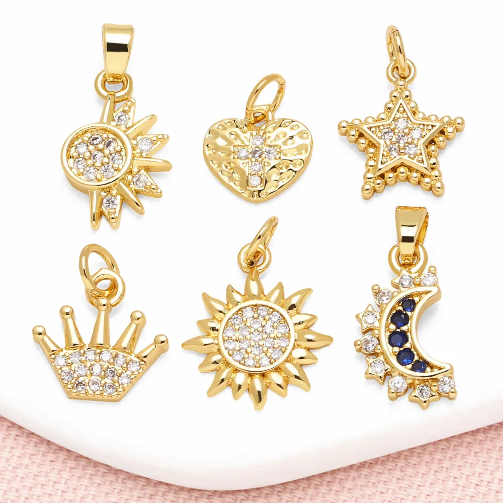 OCESRIO белые кристаллы маленькие звезды луна солнце шармы для браслета медное