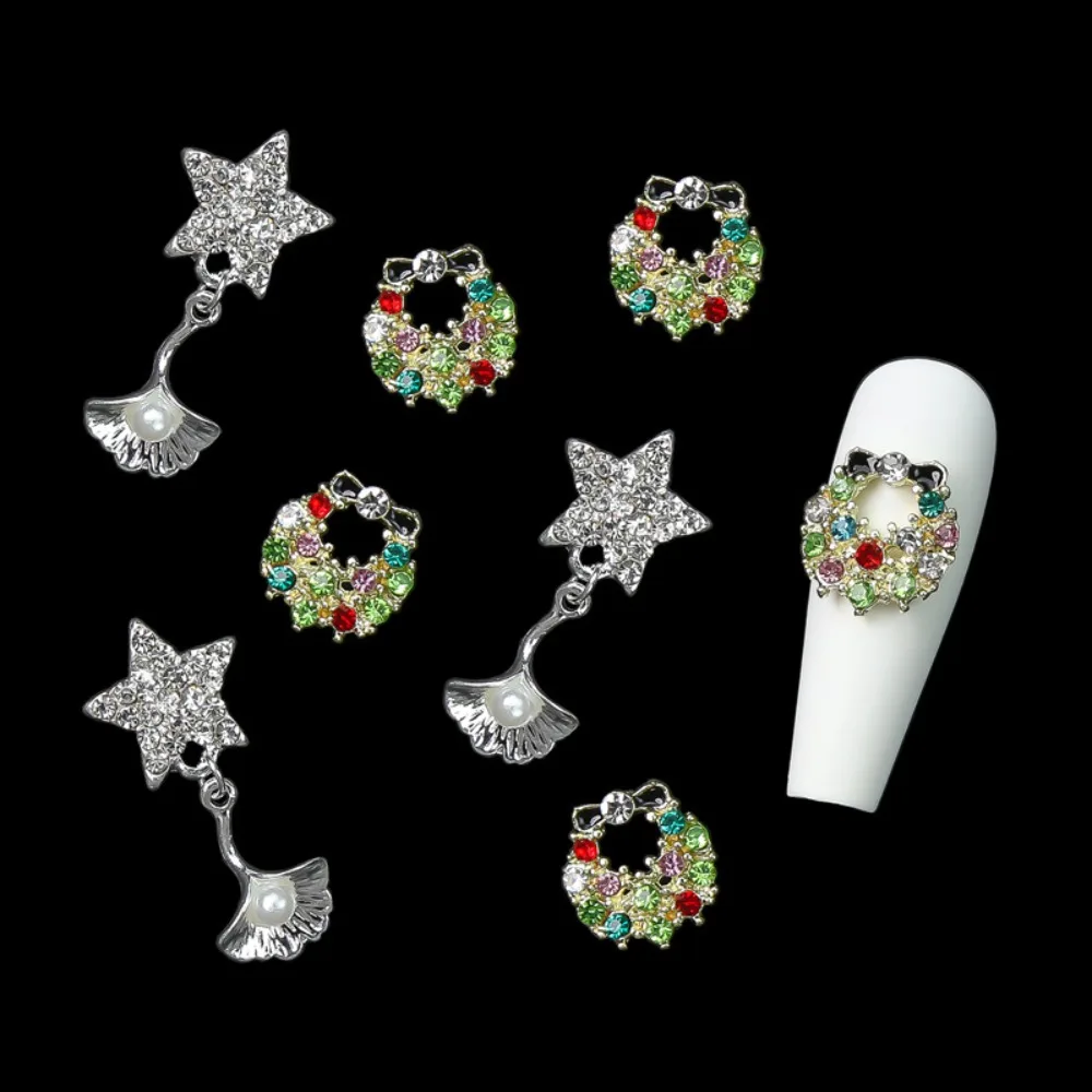 

5Pcs/set Cherry Manicure Rhinestones Flowers Nail Decorations Stars Pendant 3D Naill Drills Nail Charms Manicure Accessories