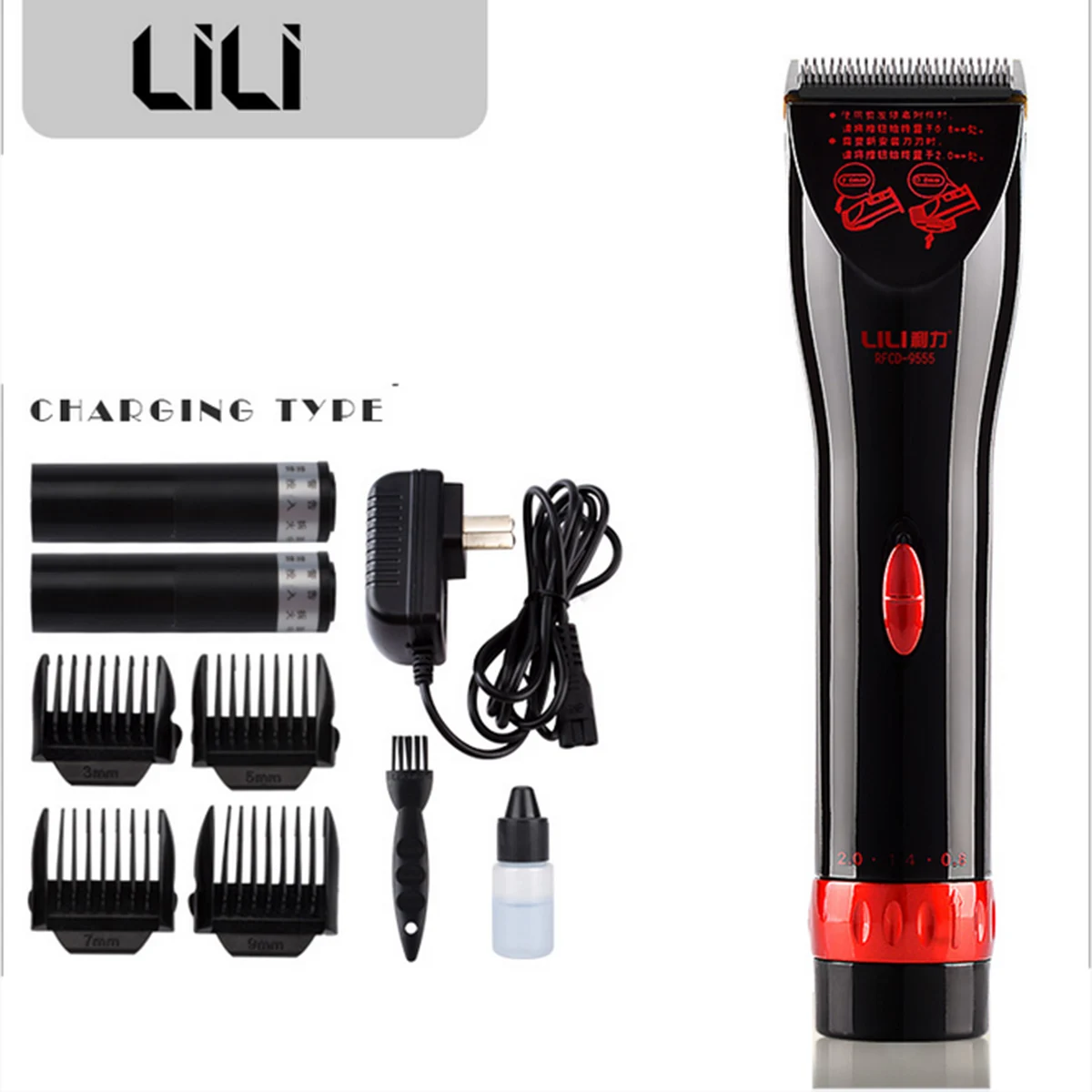 

Перезаряжаемая Бритва для бороды LILI, машинка для стрижки волос, триммер для детей с 4 ограниченными гребнями 3/5/7/9 мм