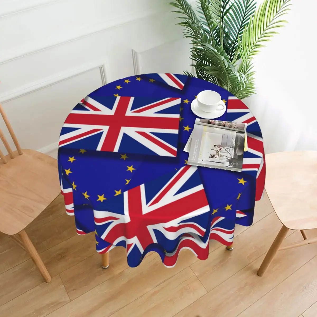

Flag Of The United Kingdom Round Table Cloth Polyester Kitchen Tablecloth Decorative Elegant Fabric Table Cover
