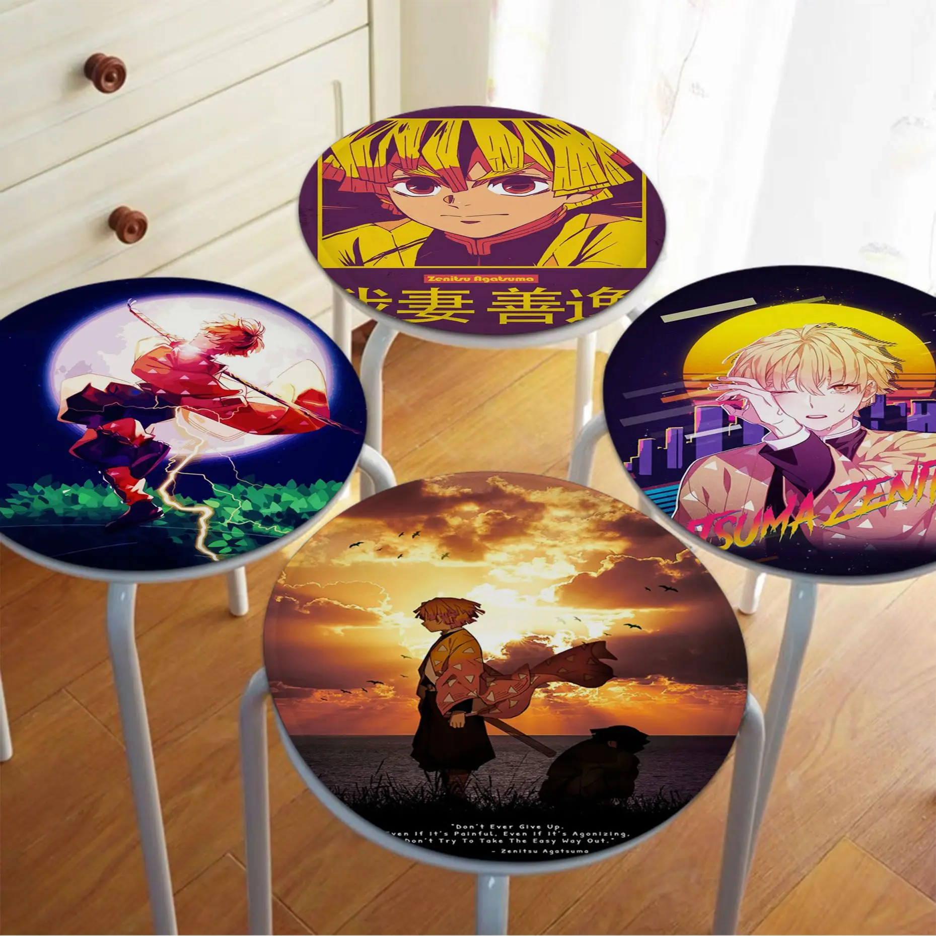 

Demon Slayer Agatsuma Zenitsu European Chair Mat Soft Pad Seat Cushion For Dining Patio Home Office Indoor Outdoor Buttocks Pad