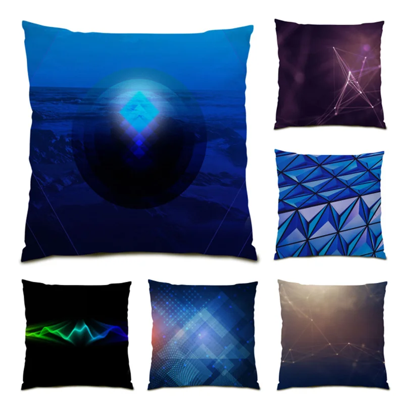 

Cushion Cover 45x45 Modern Bedroom Decoration Polyester Linen Art Velvet Abstract Pillowcase Geometry Comfortable Colorful E0646