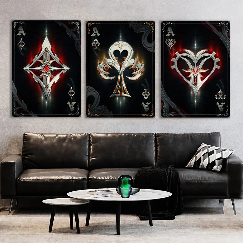 Абстрактный Крутой Дизайн Покерных Карт Ace Of Spades Heart Diamond Clover Artwork HD Canvas Print