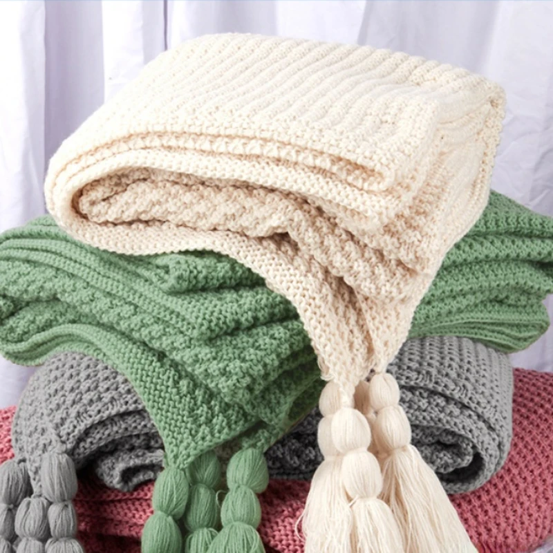 

Ins Nordic Style Sofa Cover Blanket Nap Shawl Knitted Wool Blanket Air Conditioning Cashmere Shawl Blankets Home Decor
