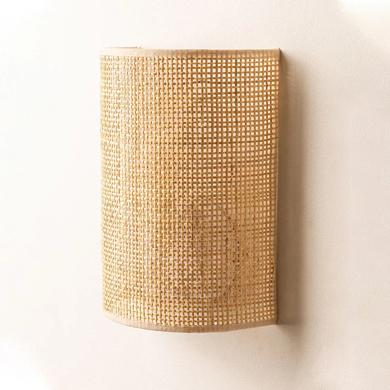 

Log Style Rattan Hand Woven Homestay Bedroom Bedside Porch Aisle Lamp Modern Simplicity Led Wall Light Decoracion Hogar Crucifix