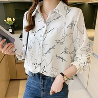 leisure white shirt korean style lapel top lady oversized long sleeve shirts women blouses casual tunic blusas de marca