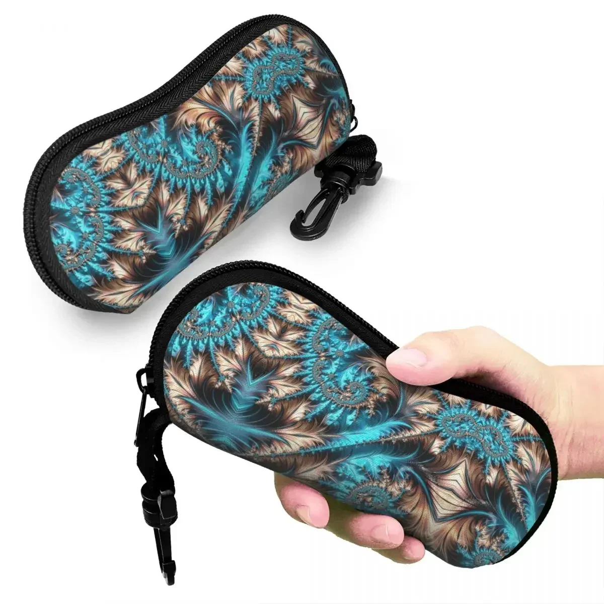 Бирюзовый футляр для очков с геометрическими драгоценными камнями портативный