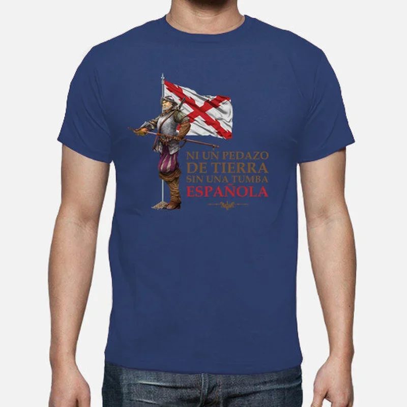 Фото Футболка Motto Thirds of Flanders España с коротким рукавом, повседневные рубашки в стиле Харадзюку из 100% хлопка для мужчин, размер S-3XL №4