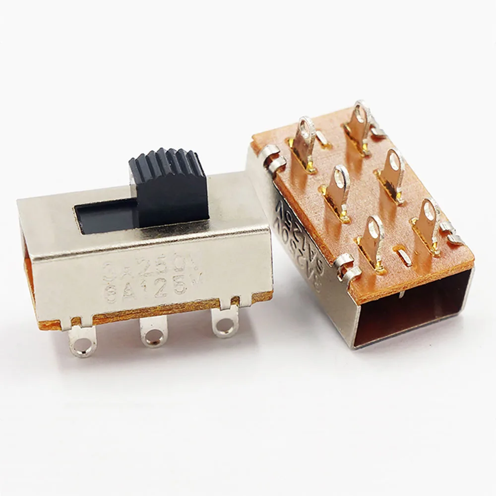 10 шт. ВКЛ-ВЫКЛ 3 положения 2P3T панель слайд переключатель 6 контактов высокая сила