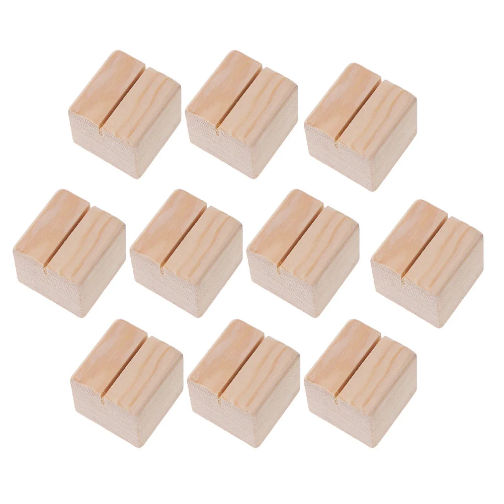 

10 Pcs Business Card Holder Solid Wood Dining Table Desktop Cards Number Plate Display Stand Wooden Postcard Office