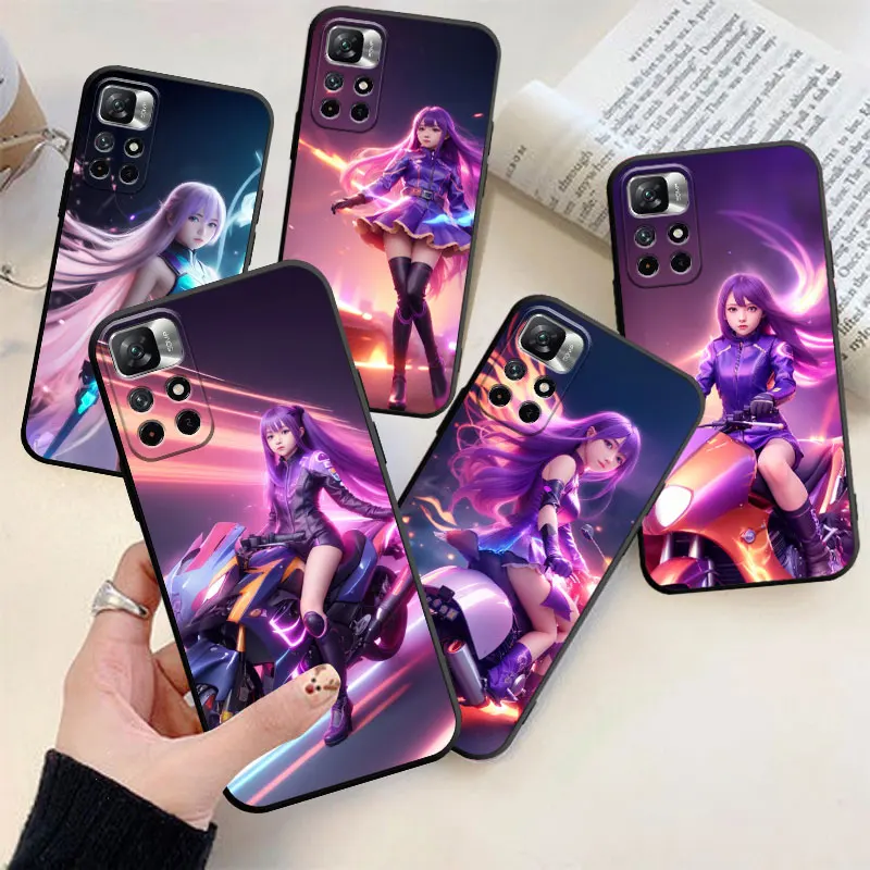 

Phone Case For Xiaomi Poco M5 X3 X4 X5 NFC M3 C40 Pro For MI 12 11 10T 12T Lite Note 10 TPU Cover Coque Motorcycle Girl