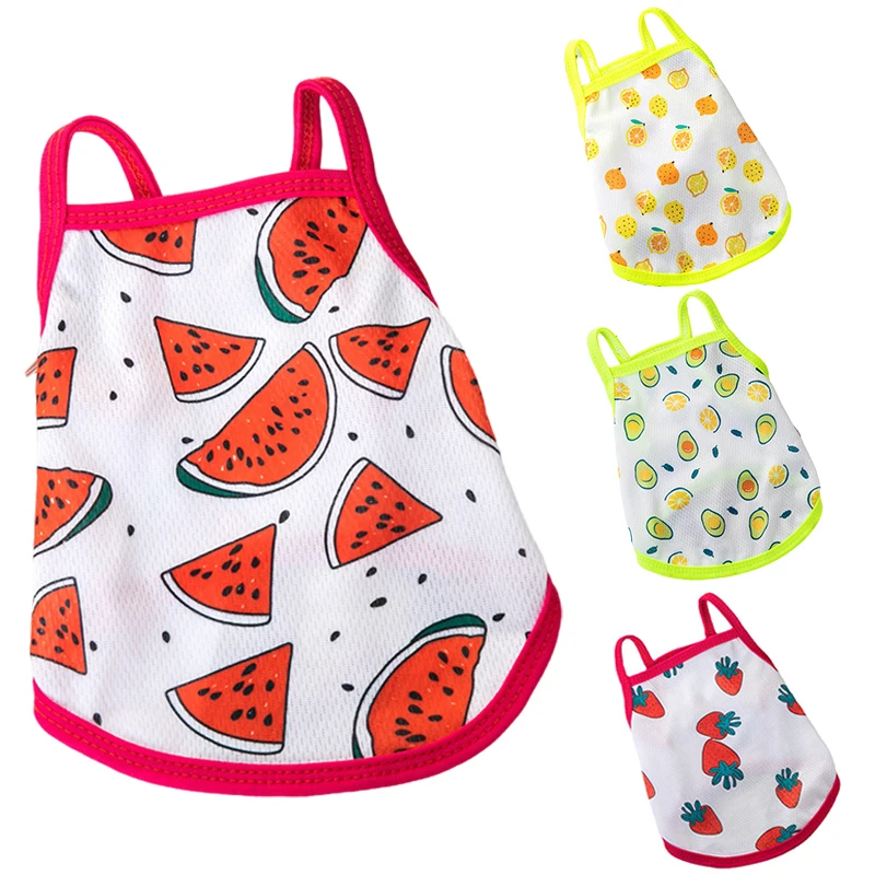 

Summer Puppy T-shirt Cute Fruit Print Soft Breathable Pet Clothes Cotton Dog Cat Pajamas Ultra Thin Cooling Vest Dogs Supplies