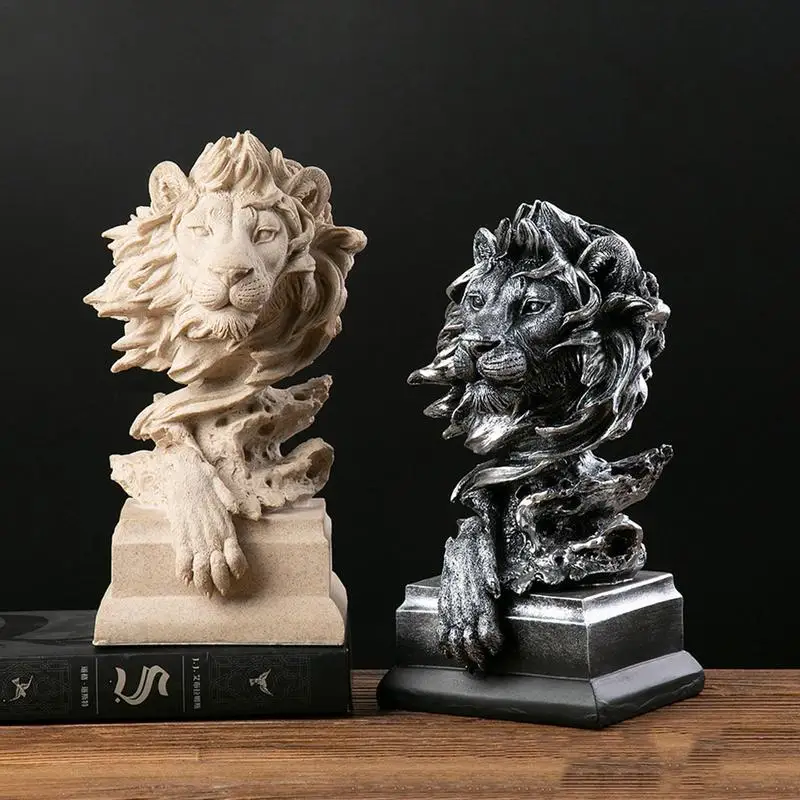 

Скандинавская Статуя Льва, статуэтка из смолы, украшение для офиса и дома, настольное украшение ручной работы, современное искусство