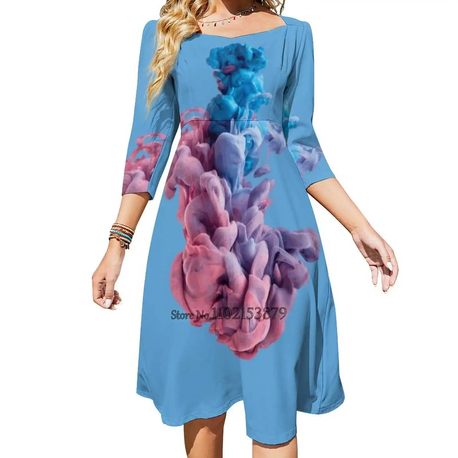 

Платье-миди с открытой спиной, квадратным вырезом и шнуровкой сзади