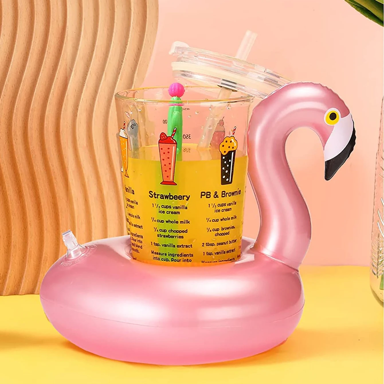 1 шт. надувная подставка в форме фламинго милый мультяшный держатель для напитков