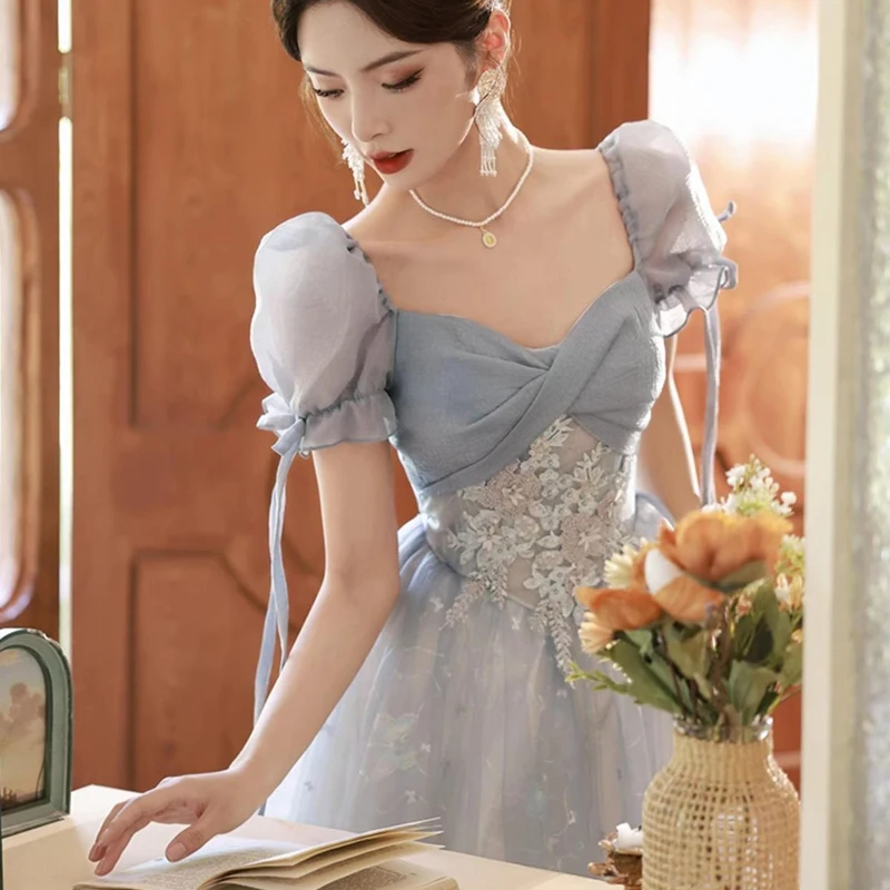 Синее вечернее платье для выпускного вечера роскошное элегантное принцессы в