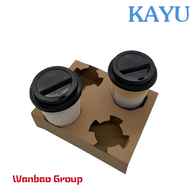 Paper Cup Holder Kraft Disposable Coffee Drink Takeaway Packaging Corrugated 6 Cup Carrier