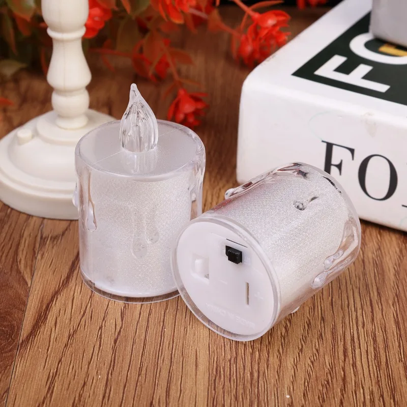 6/1 шт. беспламенные светодиодные свечи прозрачные слезные электронные ночные