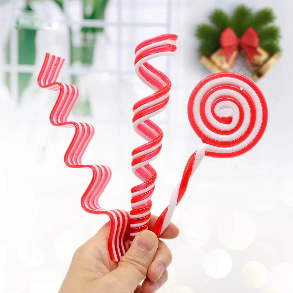 

4pcs Candy Cane Christmas Tree Pendant Decor Red White Candy Lollipop Home Hanging Ornaments Xmas Gift Children's Toys Navidad
