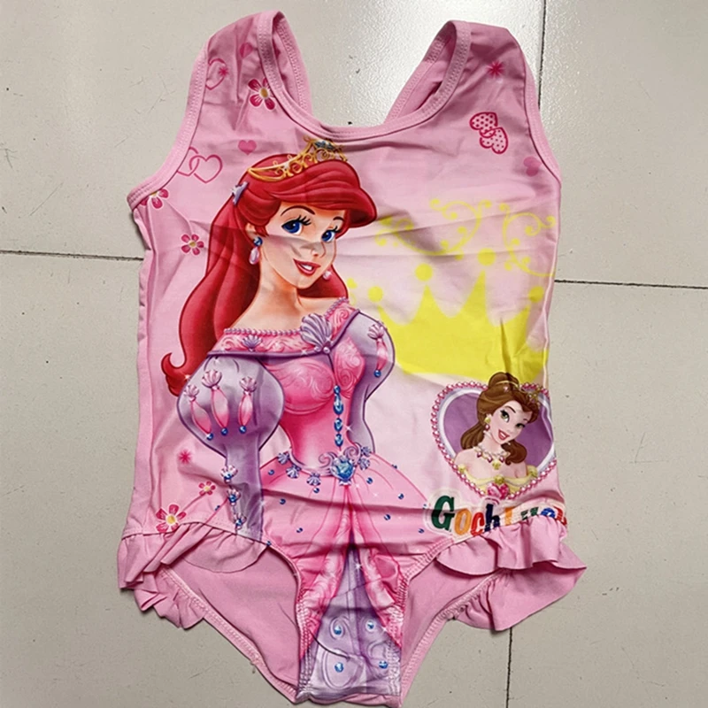 New Girl Swimsuit One Piece Swimwear Cute Cartoon Frozen Elsa Minnie Mermaid Sofia Princess Lovely Sport Beach Wear Bath Suit images - 6
