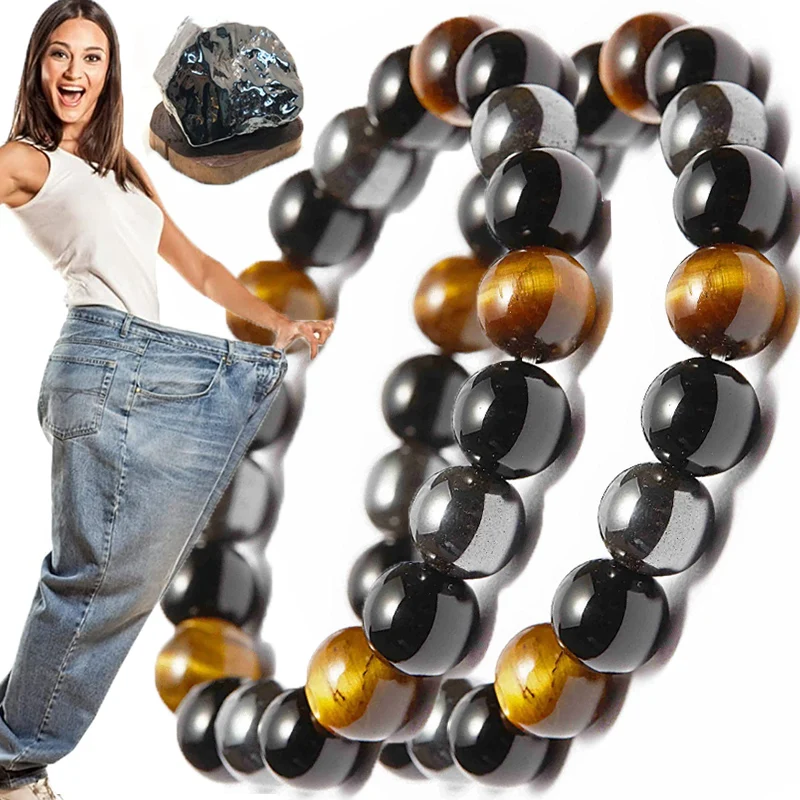 

Hematite Tiger Eye Bead Bracelets Obsidian Stone Weight Loss Bracelet Handmade Adjust Rope Yoga Bracelet Slimming Energy Jewelry