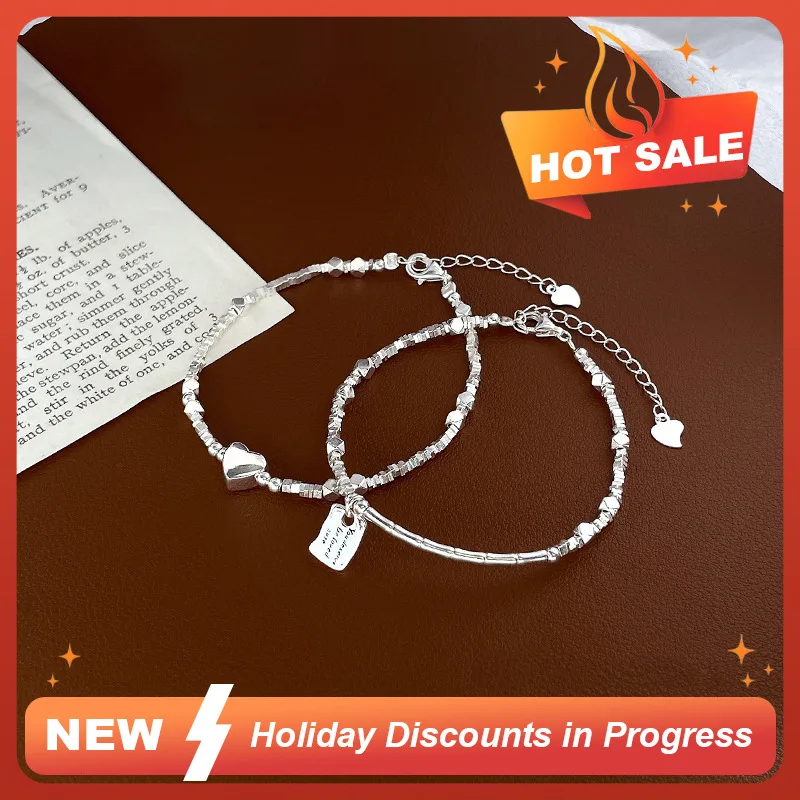 Браслет из серебра 925 пробы с сердечком для женщин 2024 модная роскошная бамбуковая