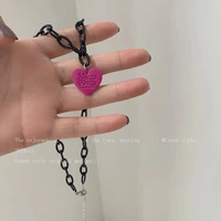 2022 pink heart pendant necklace female gothic earrings hip hop punk accessories