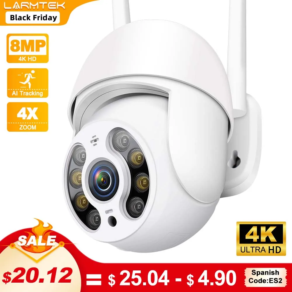 8MP 4K IP Camera WiFi Outdoor PTZ Cam 5MP HD Video Surveillance Wireless H.265 Onvf 1080P Auto Tracking Support Alexa